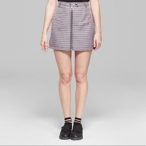 Lavender Plaid Zip Up Skirt